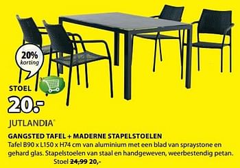 Aanbiedingen Gangsted tafel + maderne stapelstoelen stoel - Jutlandia - Geldig van 31/07/2017 tot 13/08/2017 bij Jysk