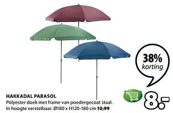 Aanbiedingen Hakkadal parasol - Huismerk - Jysk - Geldig van 31/07/2017 tot 13/08/2017 bij Jysk