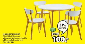 Aanbiedingen Jegind eetkamerset tafel - Huismerk - Jysk - Geldig van 31/07/2017 tot 13/08/2017 bij Jysk