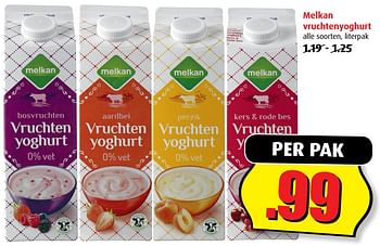 Aanbiedingen Melkan vruchtenyoghurt - Melkan - Geldig van 02/08/2017 tot 08/08/2017 bij Boni Supermarkt