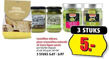 Aanbiedingen Castellino olijven, pizza croccantina naturale of costa ligure pesto - Castellino - Geldig van 02/08/2017 tot 08/08/2017 bij Boni Supermarkt