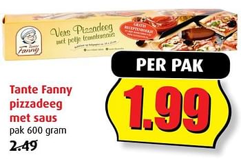 Aanbiedingen Tante fanny pizzadeeg met saus - Tante Fanny - Geldig van 02/08/2017 tot 08/08/2017 bij Boni Supermarkt