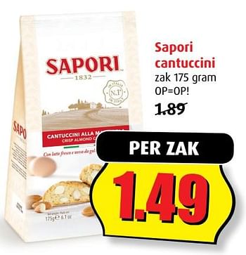Aanbiedingen Sapori cantuccini - Sapori - Geldig van 02/08/2017 tot 08/08/2017 bij Boni Supermarkt