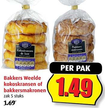 Aanbiedingen Bakkers weelde kokoskransen of bakkersmakronen - Bakkersweelde - Geldig van 02/08/2017 tot 08/08/2017 bij Boni Supermarkt