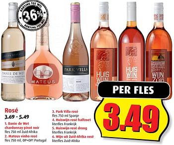 Aanbiedingen Danie de wet chardonnay pinot noir - Rosé wijnen - Geldig van 02/08/2017 tot 08/08/2017 bij Boni Supermarkt
