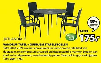 Aanbiedingen Vamdrup tafel + gudhjem stapelstoelen tafel - Jutlandia - Geldig van 31/07/2017 tot 13/08/2017 bij Jysk