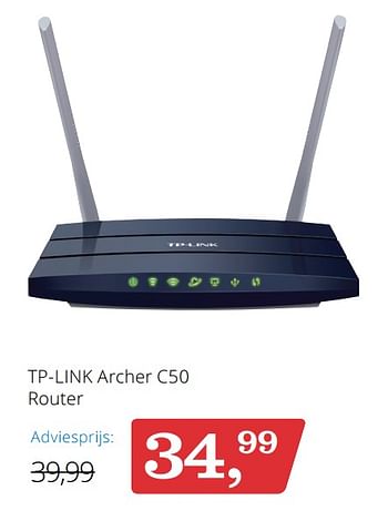 Aanbiedingen Tp-link archer c50 router - TP-LINK - Geldig van 07/08/2017 tot 27/08/2017 bij Bol
