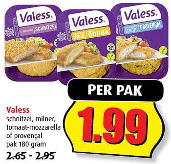 Aanbiedingen Valess schnitzel, milner, tomaat-mozzarella of provençal - Valess - Geldig van 02/08/2017 tot 08/08/2017 bij Boni Supermarkt