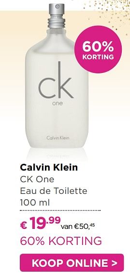Aanbiedingen Calvin klein ck one eau de toilette - Calvin Klein - Geldig van 31/07/2017 tot 20/08/2017 bij Ici Paris XL