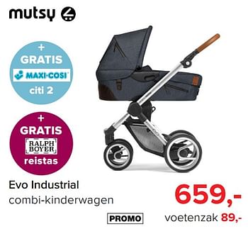 Aanbiedingen Evo industrial combi-kinderwagen - Mutsy - Geldig van 31/07/2017 tot 27/08/2017 bij Babypark