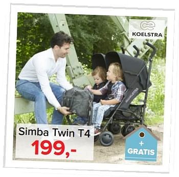 Aanbiedingen Simba twin t4 - Koelstra - Geldig van 31/07/2017 tot 27/08/2017 bij Babypark