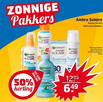Aanbiedingen Ambre solaire gezichtsspray sensitive expert+ - Garnier - Geldig van 01/08/2017 tot 13/08/2017 bij Trekpleister