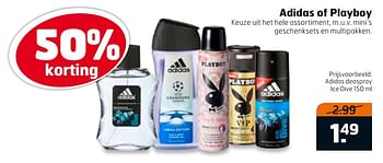 Aanbiedingen Adidas deospray ice dive - Adidas - Geldig van 01/08/2017 tot 13/08/2017 bij Trekpleister