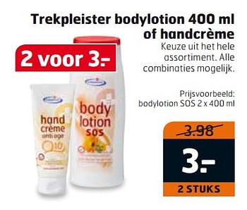 Aanbiedingen Bodylotion sos - Huismerk - Trekpleister - Geldig van 01/08/2017 tot 13/08/2017 bij Trekpleister