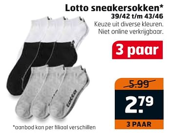 Aanbiedingen Lotto sneakersokken - Lotto - Geldig van 01/08/2017 tot 13/08/2017 bij Trekpleister