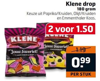 Aanbiedingen Klene drop - Klene - Geldig van 01/08/2017 tot 13/08/2017 bij Trekpleister
