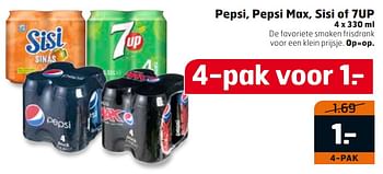 Aanbiedingen Pepsi, pepsi max, sisi of 7up - Huismerk - Trekpleister - Geldig van 01/08/2017 tot 13/08/2017 bij Trekpleister