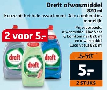 Aanbiedingen Dreft afwasmiddel - Dreft - Geldig van 01/08/2017 tot 13/08/2017 bij Trekpleister