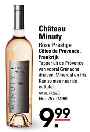 Aanbiedingen Château minuty rosé prestige côtes de provence, frankrijk - Rosé wijnen - Geldig van 01/08/2017 tot 21/08/2017 bij Sligro