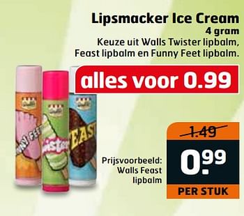 Aanbiedingen Lipsmacker ice cream walls feast lipbalm - Lipsmackers - Geldig van 01/08/2017 tot 13/08/2017 bij Trekpleister