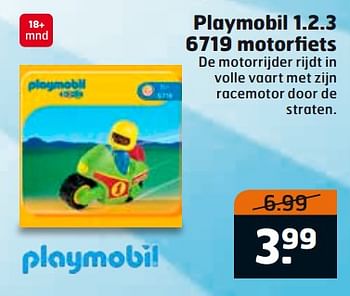 Aanbiedingen Playmobil 1.2.3 6719 motorfiets - Playmobil - Geldig van 01/08/2017 tot 13/08/2017 bij Trekpleister