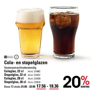 Aanbiedingen Cola- en stapelglazen - SlimResto - Geldig van 01/08/2017 tot 21/08/2017 bij Sligro