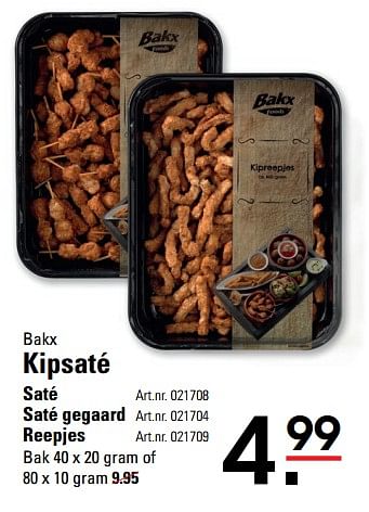 Aanbiedingen Bakx kipsaté saté - Bakx - Geldig van 01/08/2017 tot 21/08/2017 bij Sligro