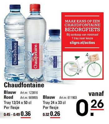 Aanbiedingen Chaudfontaine blauw - Chaudfontaine - Geldig van 01/08/2017 tot 21/08/2017 bij Sligro