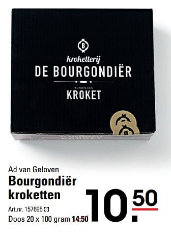 Aanbiedingen Ad van geloven bourgondiër kroketten - AD VAN GELOVEN - Geldig van 01/08/2017 tot 21/08/2017 bij Sligro