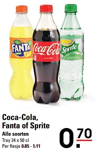 Aanbiedingen Coca-cola, fanta of sprite - Huismerk - Sligro - Geldig van 01/08/2017 tot 21/08/2017 bij Sligro