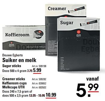 Aanbiedingen Douwe egberts suiker en melk sugar sticks - Douwe Egberts - Geldig van 01/08/2017 tot 21/08/2017 bij Sligro