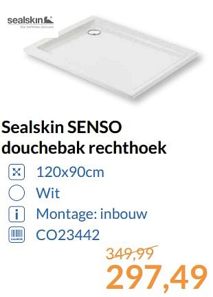 Aanbiedingen Sealskin senso douchebak rechthoek - Sealskin - Geldig van 01/08/2017 tot 31/08/2017 bij Sanitairwinkel