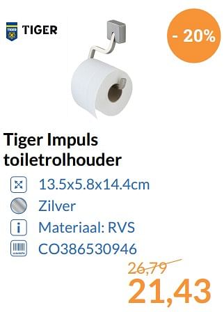 Aanbiedingen Tiger impuls toiletrolhouder - Tiger - Geldig van 01/08/2017 tot 31/08/2017 bij Sanitairwinkel