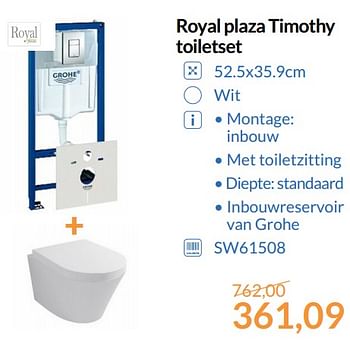 Aanbiedingen Royal plaza timothy toiletset - Royal Plaza - Geldig van 01/08/2017 tot 31/08/2017 bij Sanitairwinkel