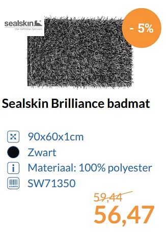 Aanbiedingen Sealskin brilliance badmat - Sealskin - Geldig van 01/08/2017 tot 31/08/2017 bij Sanitairwinkel