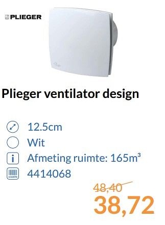 Aanbiedingen Plieger ventilator design - Plieger - Geldig van 01/08/2017 tot 31/08/2017 bij Sanitairwinkel