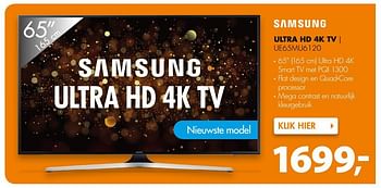 Aanbiedingen Samsung ultra hd 4k tv ue65mu6120 - Samsung - Geldig van 05/08/2017 tot 13/08/2017 bij Expert