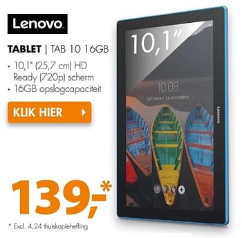 Aanbiedingen Lenovo tablet tab 10 16gb - Lenovo - Geldig van 05/08/2017 tot 13/08/2017 bij Expert