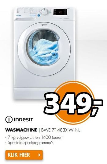 Aanbiedingen Indesit wasmachine bwe 71483x w nl - Indesit - Geldig van 05/08/2017 tot 13/08/2017 bij Expert