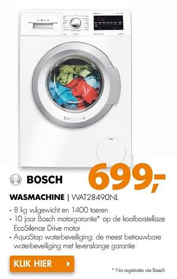 Aanbiedingen Bosch wasmachine wat28490nl - Bosch - Geldig van 05/08/2017 tot 13/08/2017 bij Expert