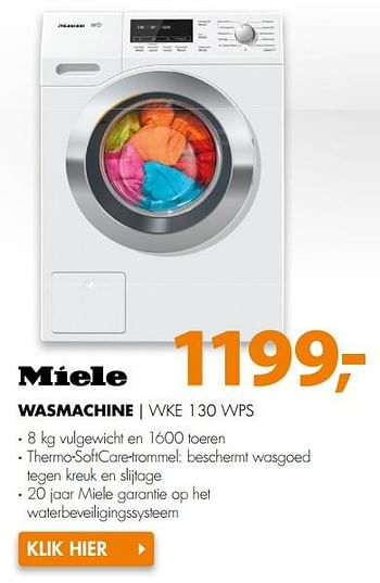 Aanbiedingen Miele wasmachine wke 130 wps - Miele - Geldig van 05/08/2017 tot 13/08/2017 bij Expert
