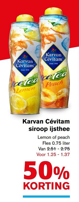 Aanbiedingen Karvan cévitam siroop ijsthee - Karvan Cévitam - Geldig van 02/08/2017 tot 08/08/2017 bij Hoogvliet