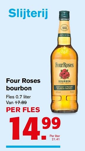 Aanbiedingen Four roses bourbon - Four Roses - Geldig van 02/08/2017 tot 08/08/2017 bij Hoogvliet