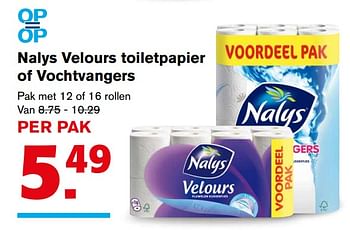 Aanbiedingen Nalys velours toiletpapier of vochtvangers - Nalys - Geldig van 02/08/2017 tot 08/08/2017 bij Hoogvliet