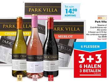 Aanbiedingen Park villa spaanse of zuid-afrikaanse wijn - Rode wijnen - Geldig van 02/08/2017 tot 08/08/2017 bij Hoogvliet