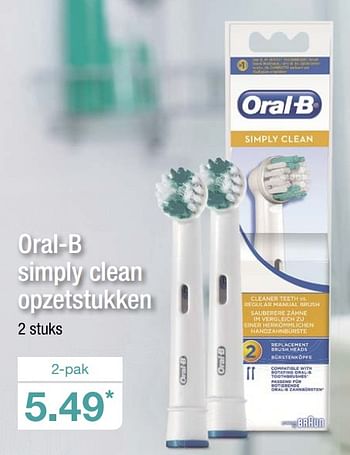 Aanbiedingen Oral-b simply clean opzetstukken - Oral-B - Geldig van 06/08/2017 tot 12/08/2017 bij Aldi