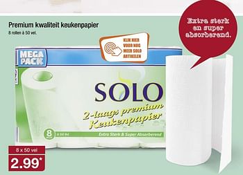 Aanbiedingen Premium kwaliteit keukenpapier - Solo Papierwaren - Geldig van 06/08/2017 tot 12/08/2017 bij Aldi