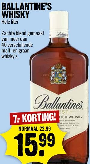 Aanbiedingen Ballantine`s whisky - Ballantine's - Geldig van 06/08/2017 tot 12/08/2017 bij Dirk III