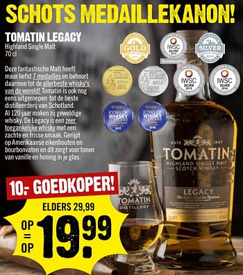Aanbiedingen Tomatin legacy highland single malt - Tomatin - Geldig van 06/08/2017 tot 12/08/2017 bij Dirk III