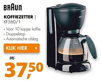 Aanbiedingen Braun koffiezetter kf560-1 - Braun - Geldig van 05/08/2017 tot 13/08/2017 bij Expert